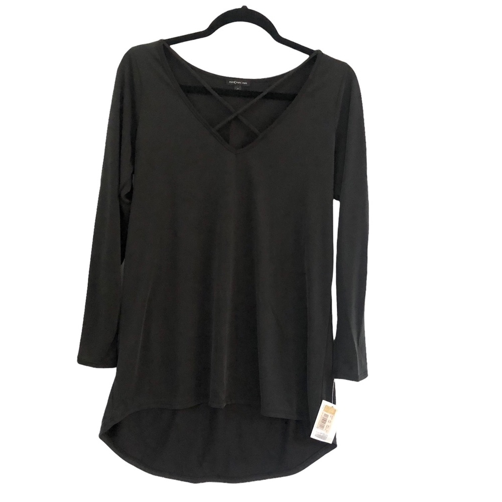 New MmMmMm Black Tunic Crisscross Straps S